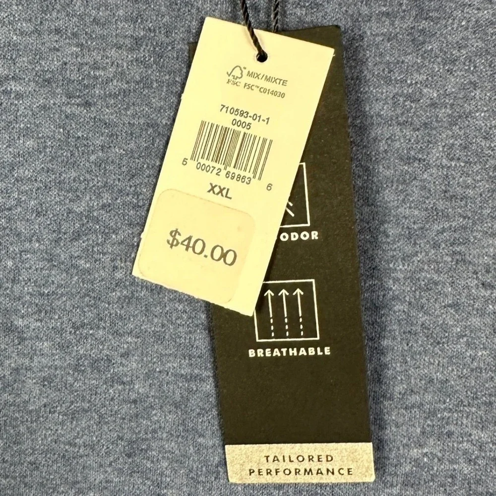 NEW Banana Republic T-Shirt Mens 2XL Blue Heathered Luxe Touch Performance Tee